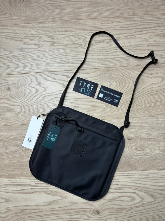 C.P. Company Metropolis Logo Rubber Reps Nylon Blend Black Crossbody/Side Bag