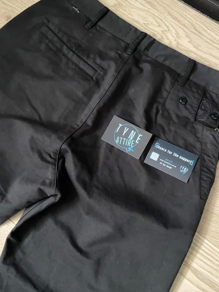 Stone Island Shadow Project 30108 Straight Fit Black Drawstring Cuffed Trousers