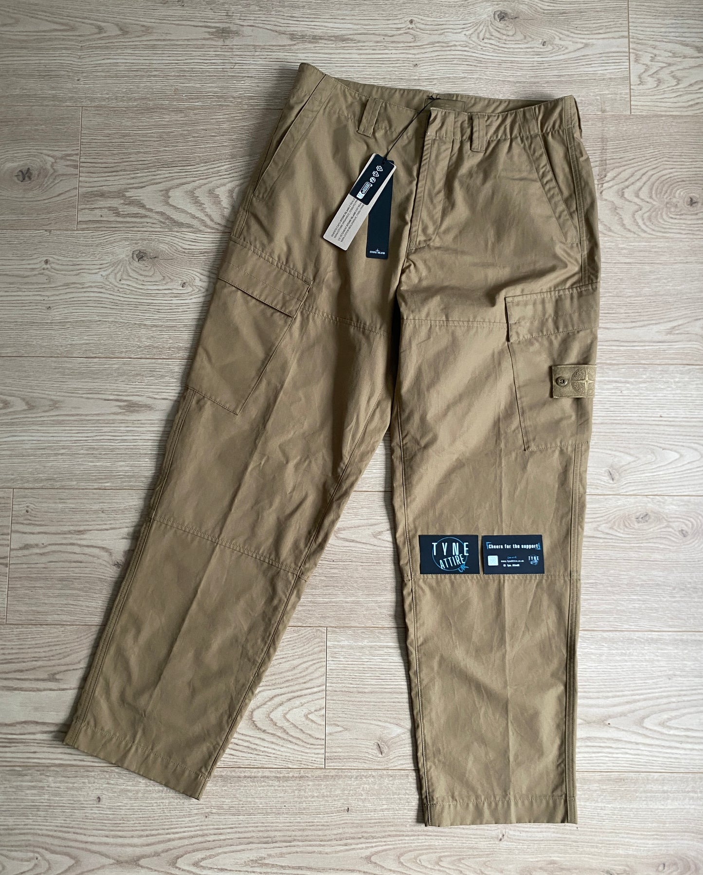 Stone Island Ghost Piece 307F1 Type RE O-Ventile Cotton Sand Beige Cargo Trousers