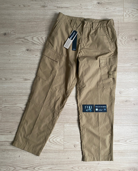 Stone Island Ghost Piece 307F1 Type RE O-Ventile Cotton Sand Beige Cargo Trousers