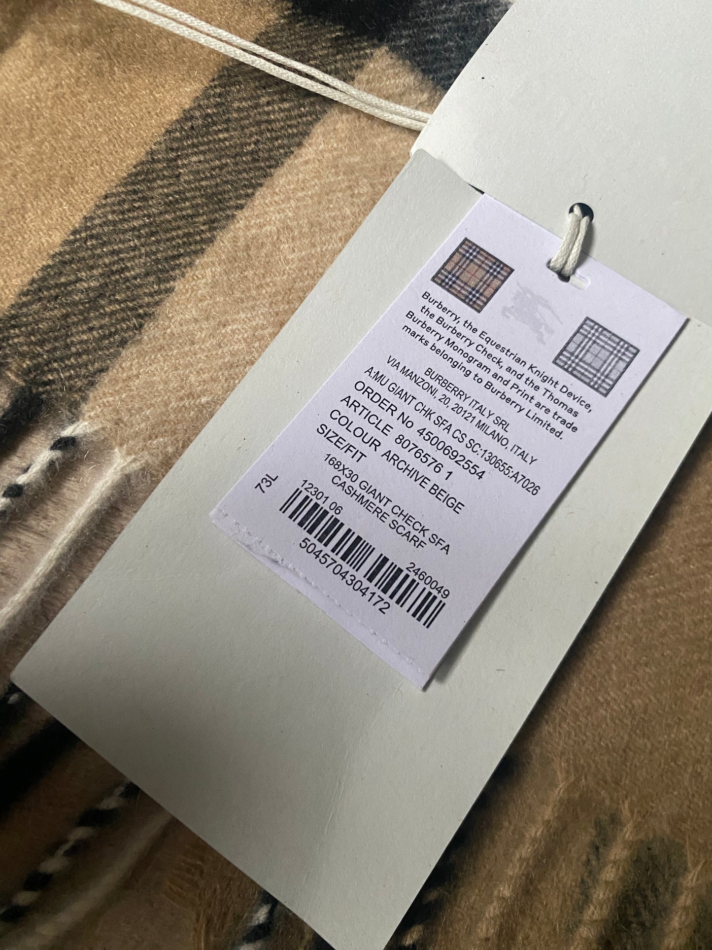 Burberry Classic Giant Check Unisex Cashmere Archive Beige Scarf