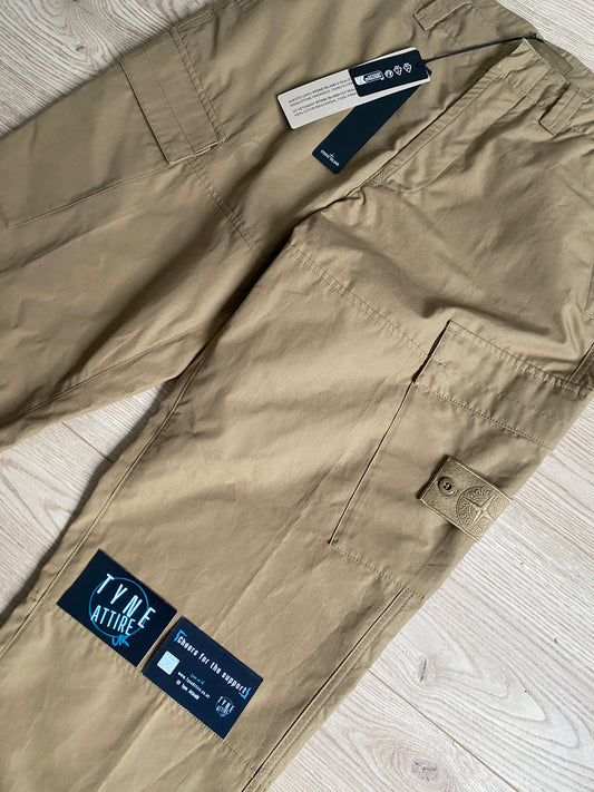 Stone Island Ghost Piece 307F1 Type RE O-Ventile Cotton Sand Beige Cargo Trousers