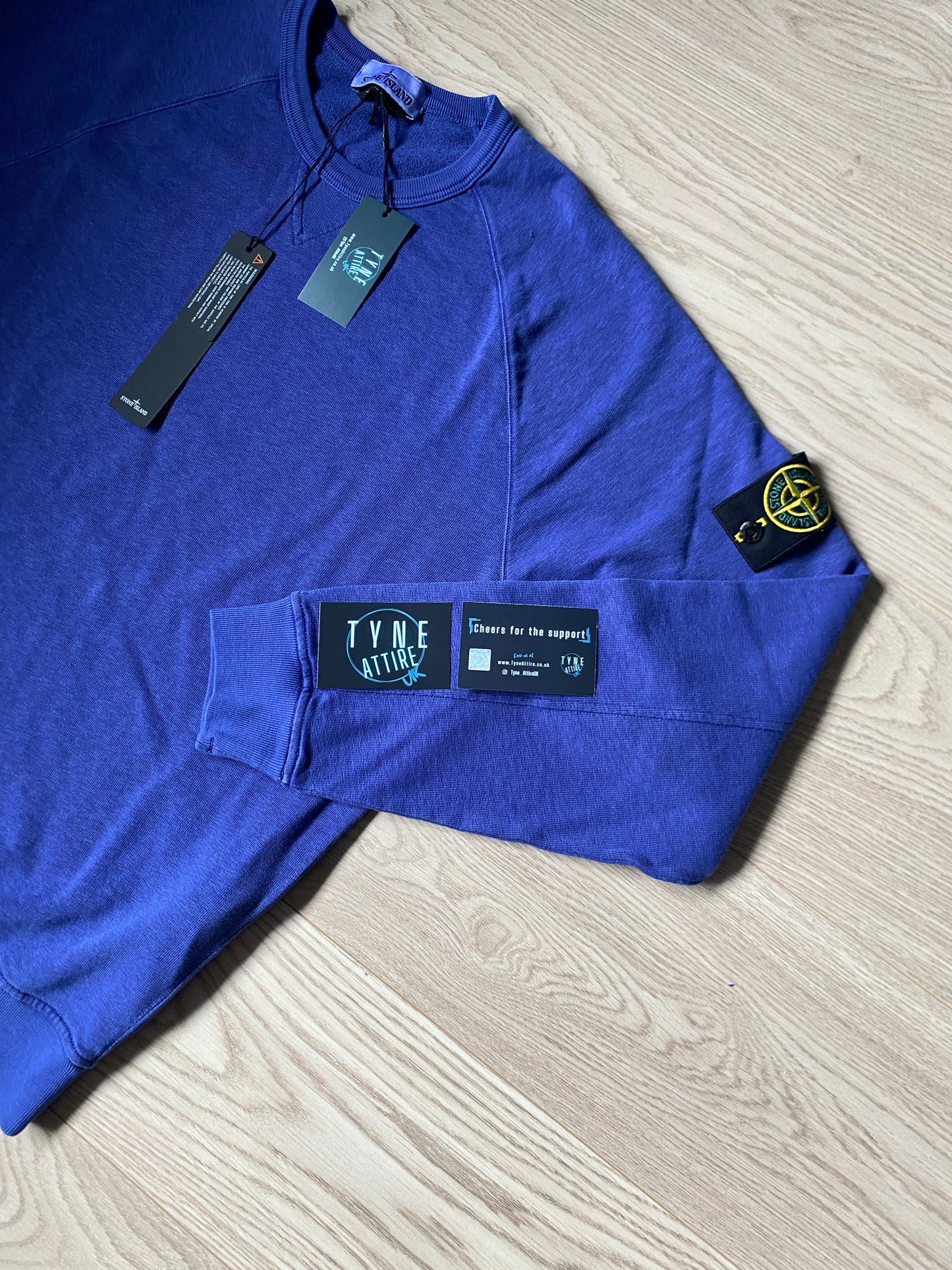 Stone Island 66369 Garment Dyed Malfile Fleece ‘Old’ Effect Periwinkle Blue Crewneck Sweater