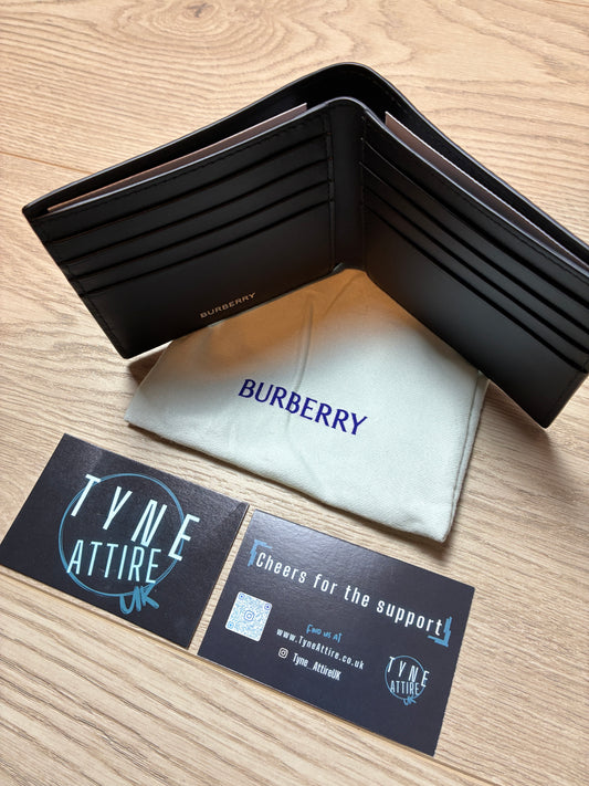 Burberry Beige Nova Vintage Check Leather Card Note Holder Bi-Fold Wallet