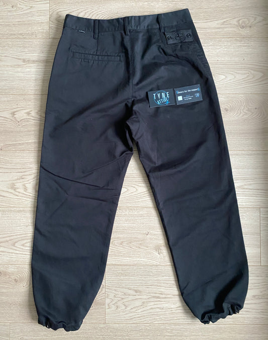 Stone Island Shadow Project 30108 Straight Fit Black Drawstring Cuffed Trousers
