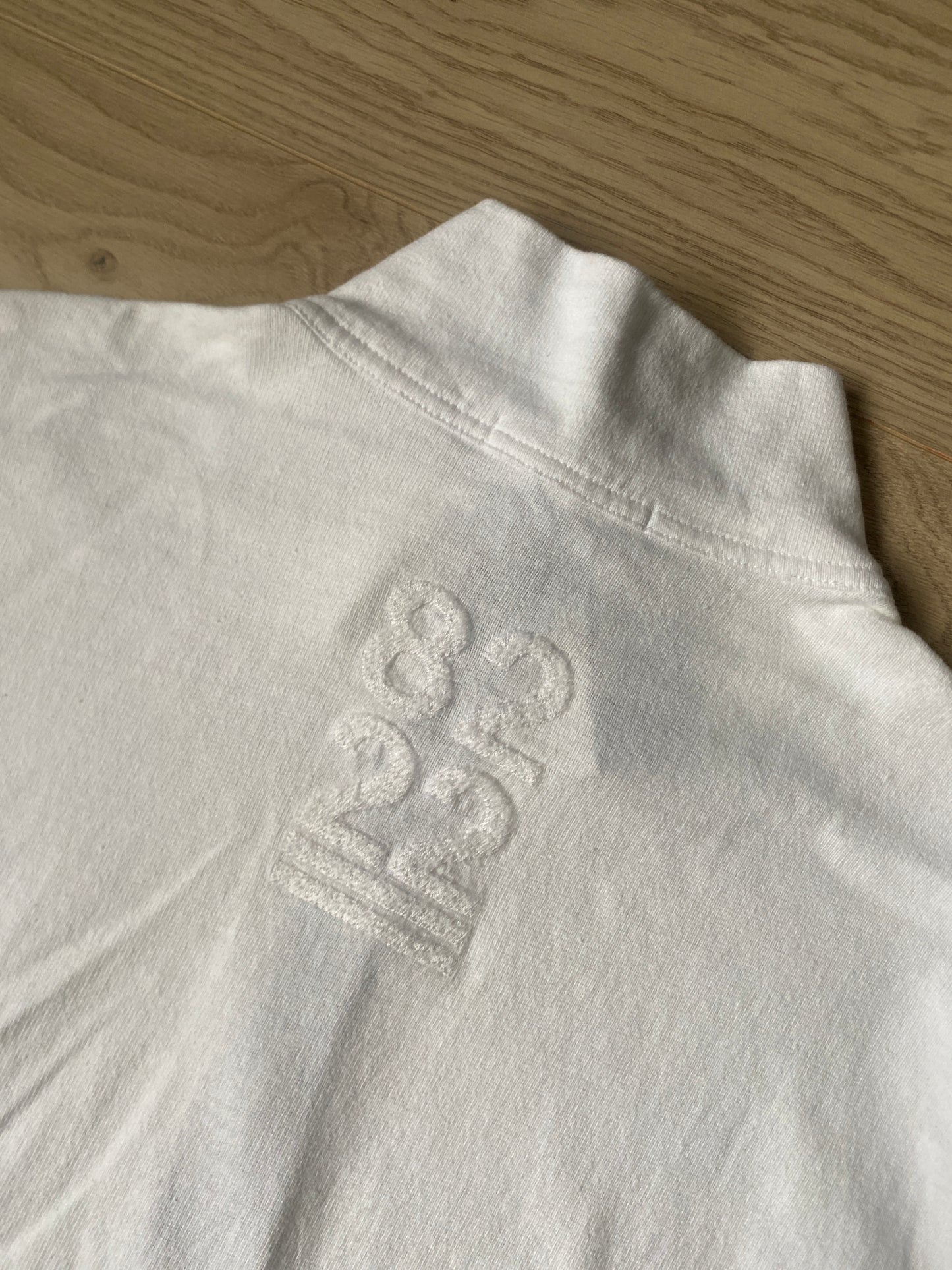Stone Island 627Q1 40th Anniversary Garment Dyed 1/2 Zip White Funnel Neck Sweater