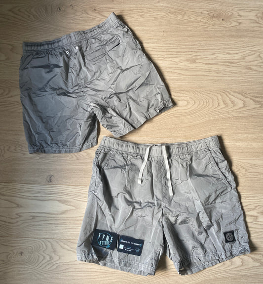 Stone Island S0043 Nylon Metal Econyl Patch Logo Pearl Grey Swim Shorts