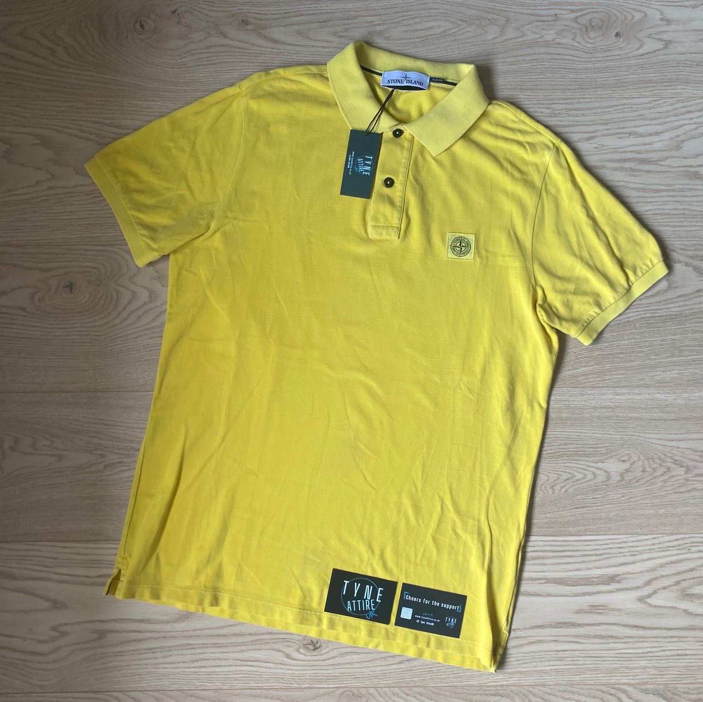 Stone Island 22S67 Cotton Patch Logo Fissato Yellow Polo T-Shirt
