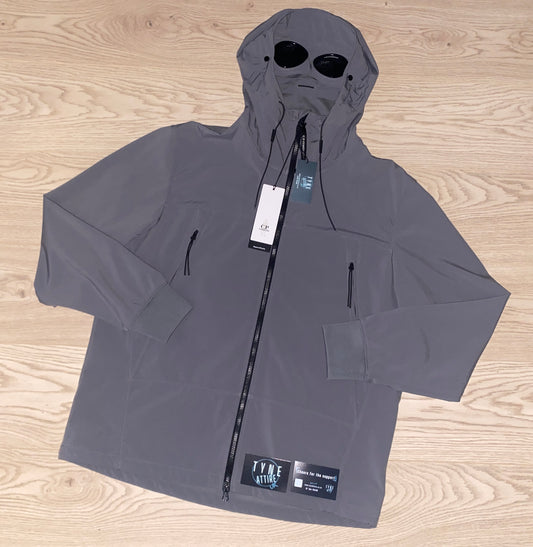 C.P. Company Soft Shell-R Smoked Pearl Grey Goggle Hooded Jacket