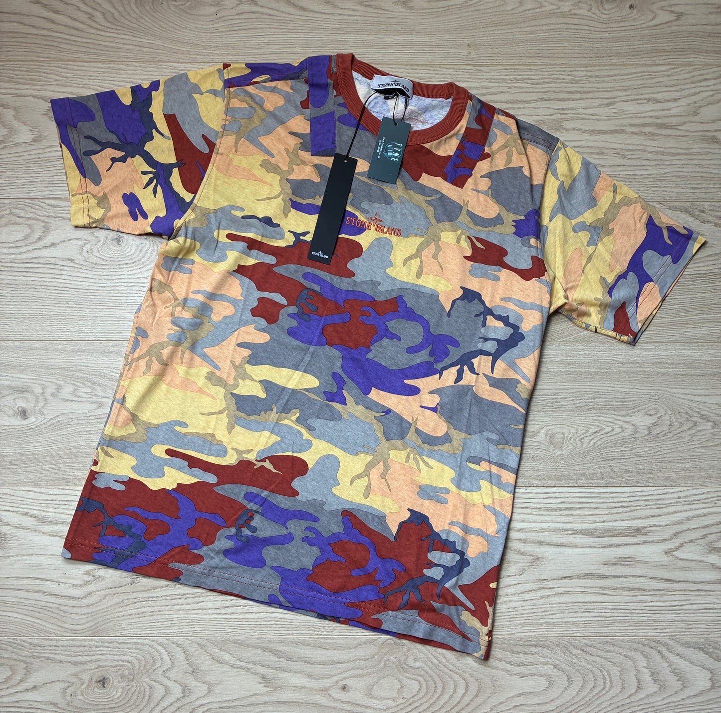 Stone Island 207E5 Heritage Camo Spellout Embroidered Logo Crewneck T-Shirt