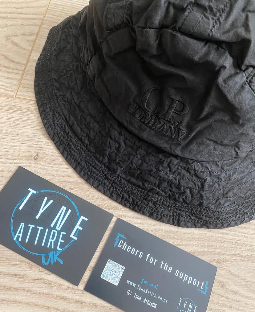 C.P. Company Ba-Tic Embroided Spellout Logo Black Bucket Hat