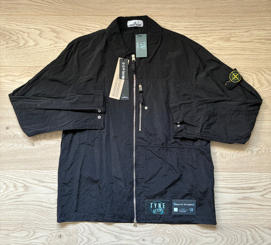 Stone Island 1200031 Nylon Metal Chest Pocket Black Zipped Overshirt