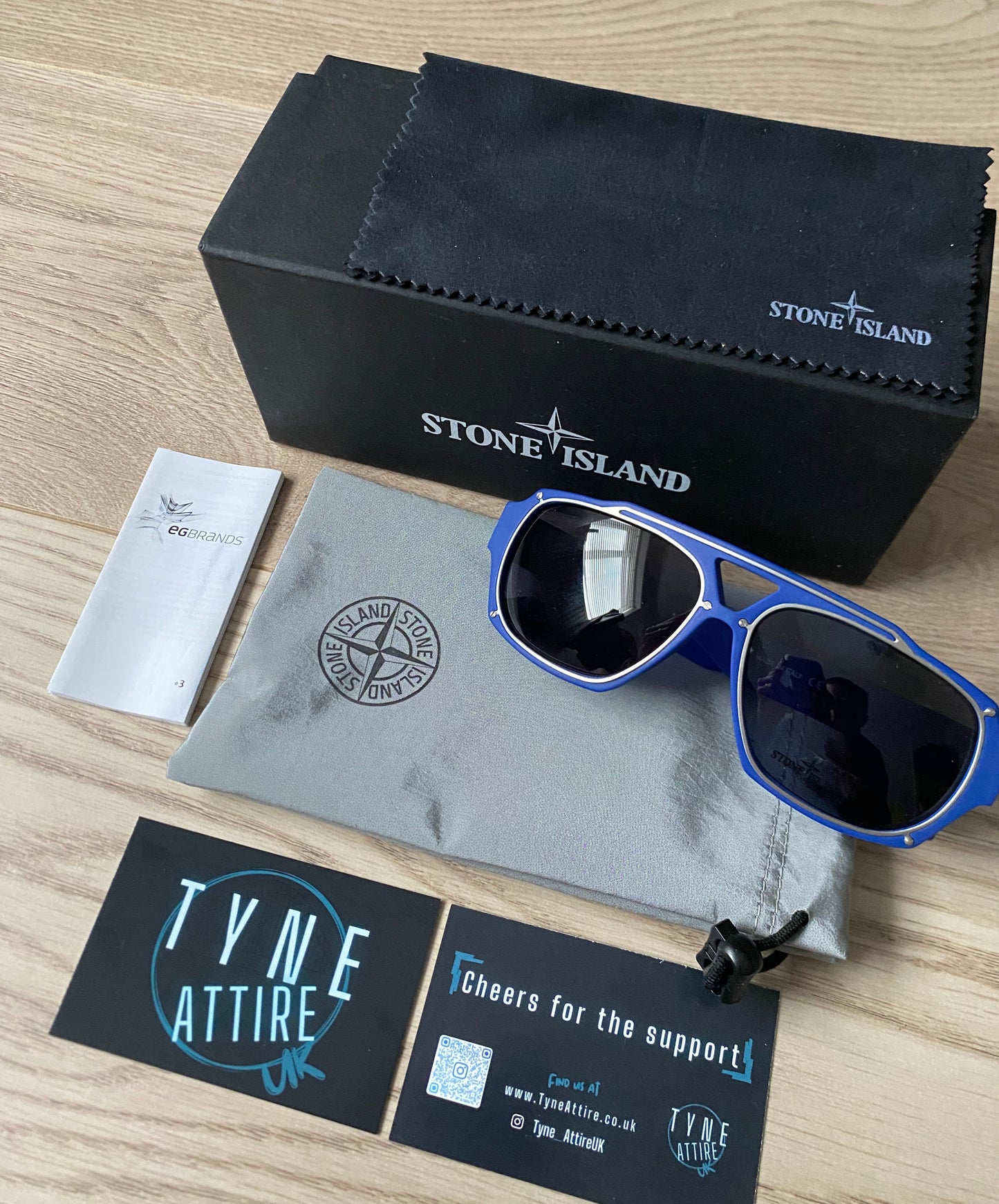 Stone Island P1419 Side Logo Carl Zeiss Black Lens Navy Blue/Silver Framed Sunglasses