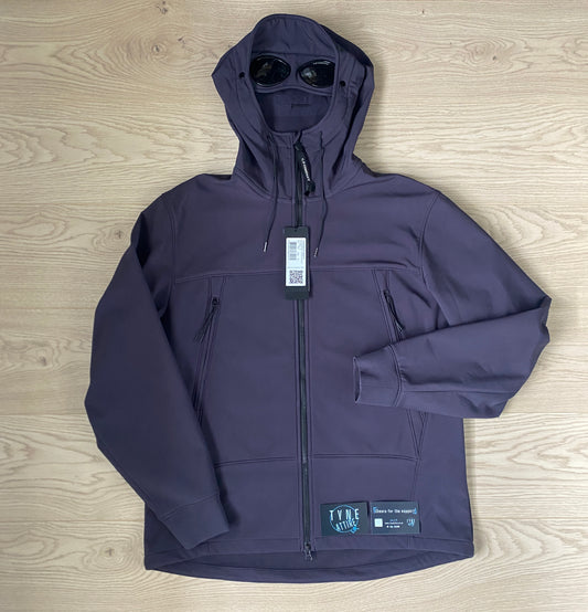 C.P. Company Soft Shell-R Nightshade Blue Goggle Hooded Fleece Lined Jacket