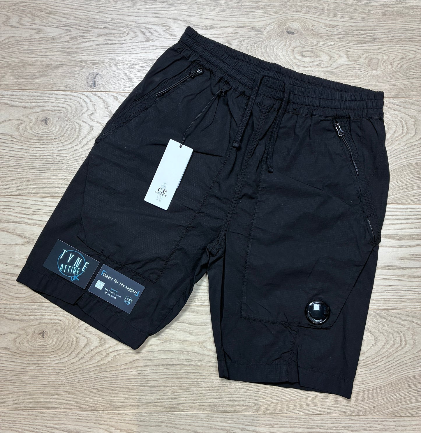 C.P Company Ripstop Bermuda Lens Pocket Black Cargo Shorts