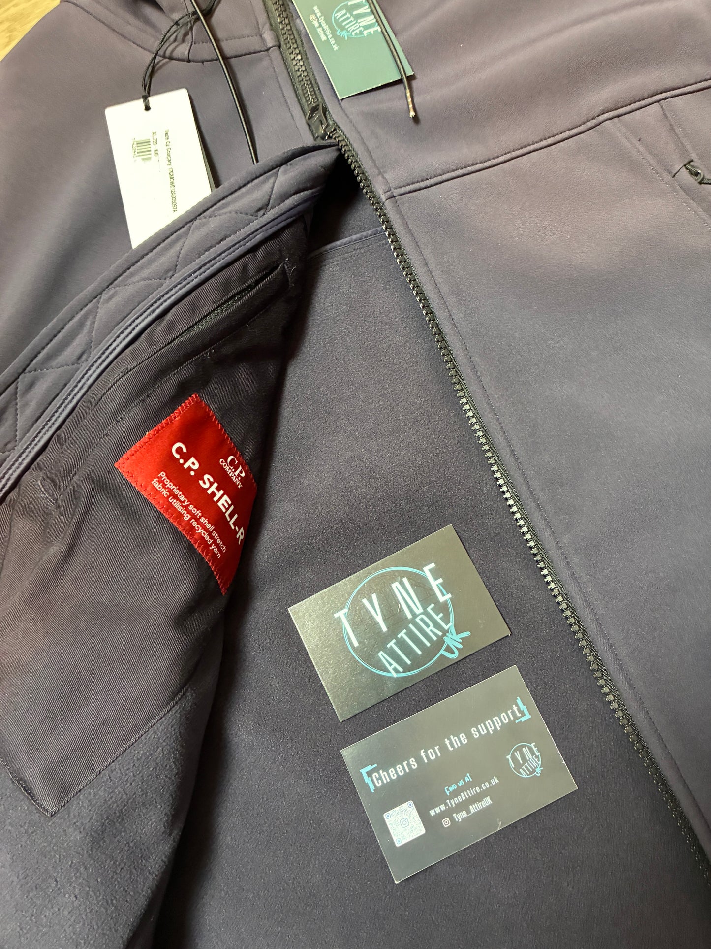 C.P. Company Soft Shell-R Nightshade Blue Goggle Hooded Fleece Lined Jacket