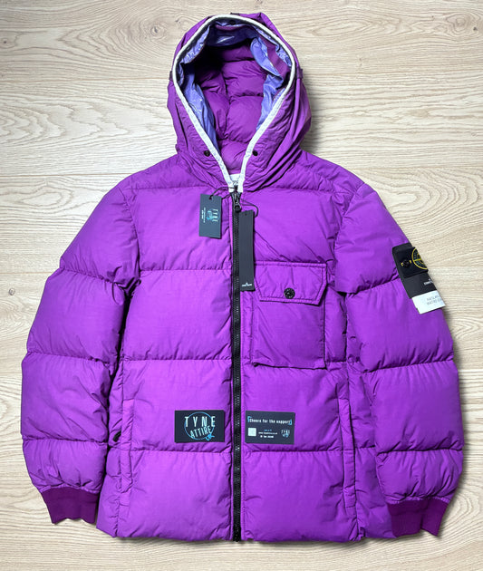 Stone Island 43432 Naslan Light Watro Down-TC Magenta Hooded Puffer Jacket