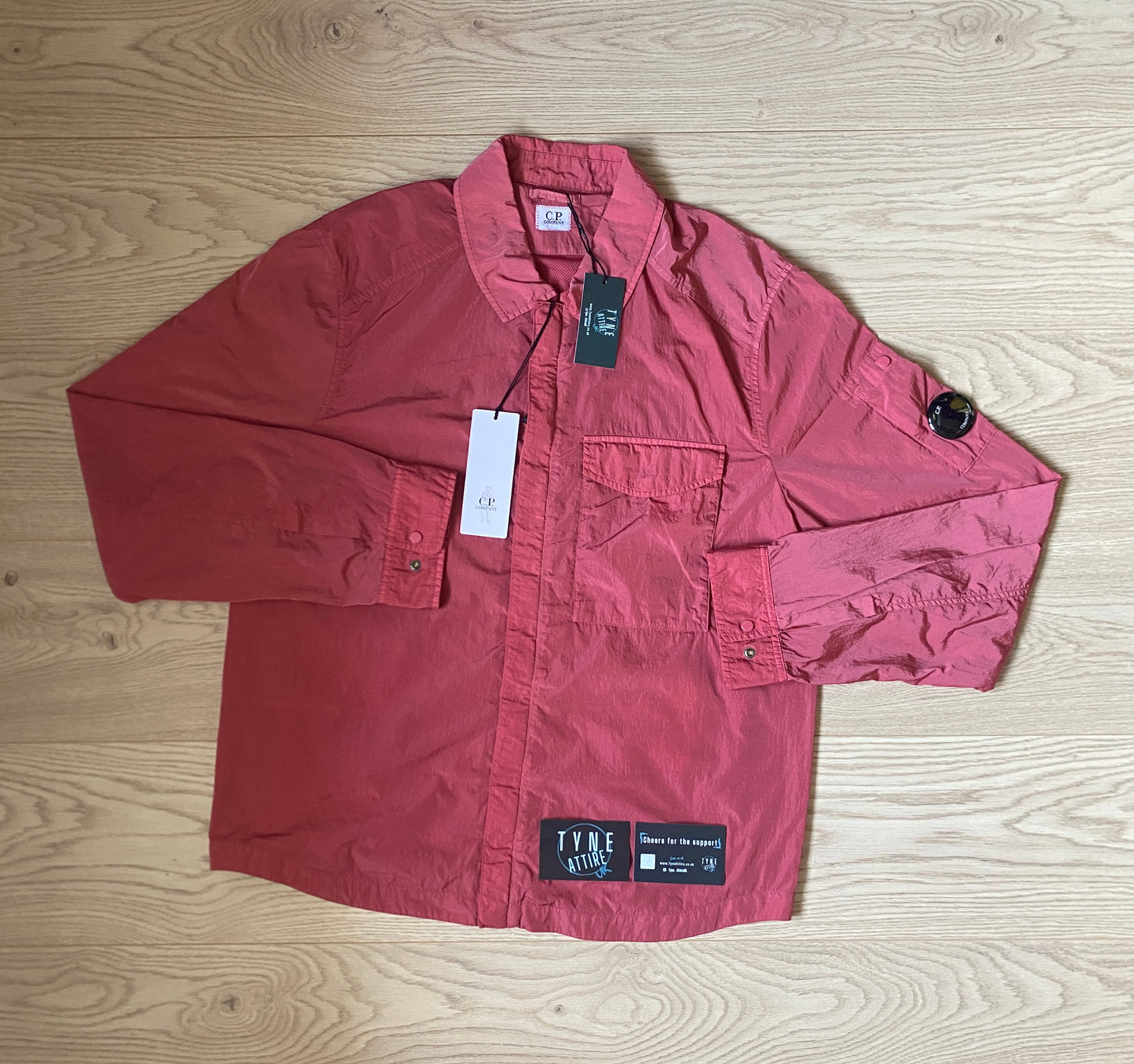 C.P. Company Chest Pocket Chrome-R Garment Dyed Arm Lens Red Bud Pink Full Zip Overshirt
