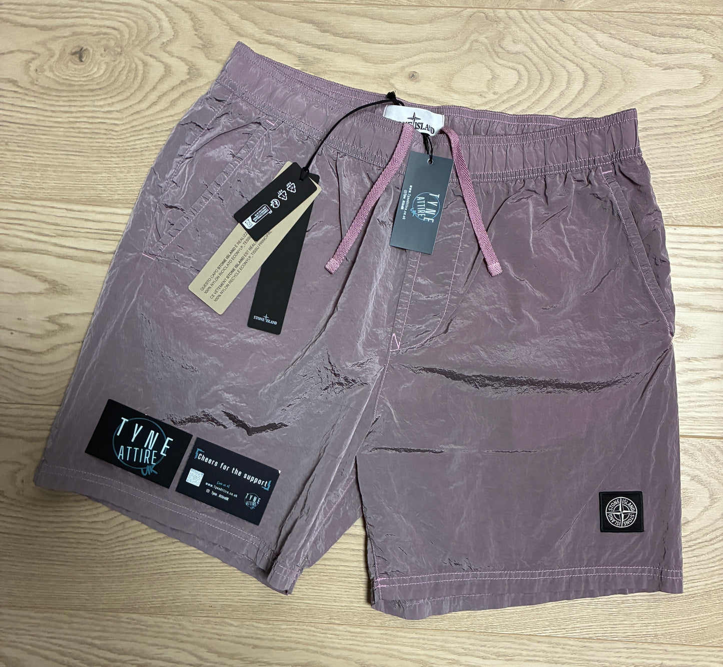 Stone Island B0943 Nylon Metal Econyl Patch Logo Pink Swim Shorts