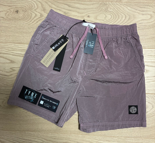 Stone Island B0943 Nylon Metal Econyl Patch Logo Pink Swim Shorts