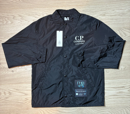 C.P. Company Cinquanta Anniversary Spellout Chest Logo Chrome Nylon Coach Overshirt Jacket