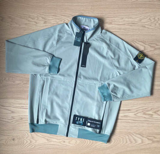 Stone Island 60753 Stretch Nylon Blend Technical Fleece Sky Blue Zip Up Tracksuit Jacket