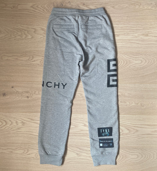 Givenchy Spellout ‘4G’ Logo Cotton Marl Grey Cuffed Tracksuit Bottoms