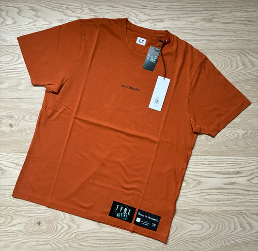 C.P. Company Jersey 30/1 Spellout Chest Logo Print Orange Crewneck T-Shirt
