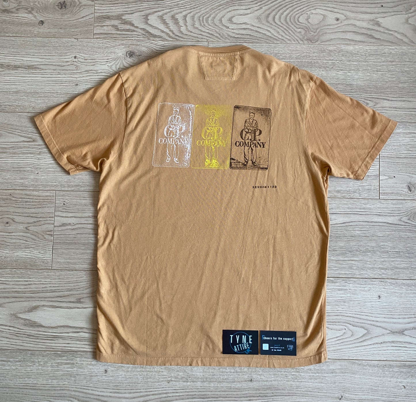 C.P. Company 30/1 Jersey Cotton Three Card Motif Back Logo Orange Crewneck T-Shirt