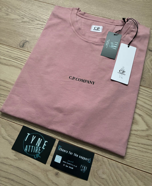 C.P. Company Jersey 30/1 Spellout Chest Logo Print Rose Pink Crewneck T-Shirt