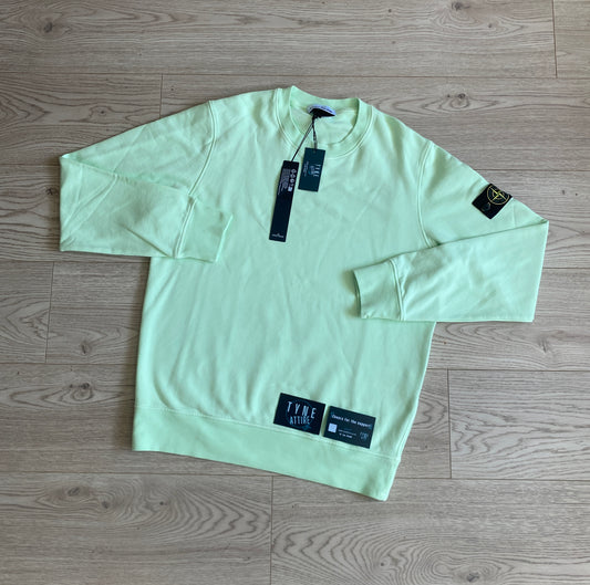 Stone Island 63051 Cotton Garment Dyed Light Green Crewneck Sweater