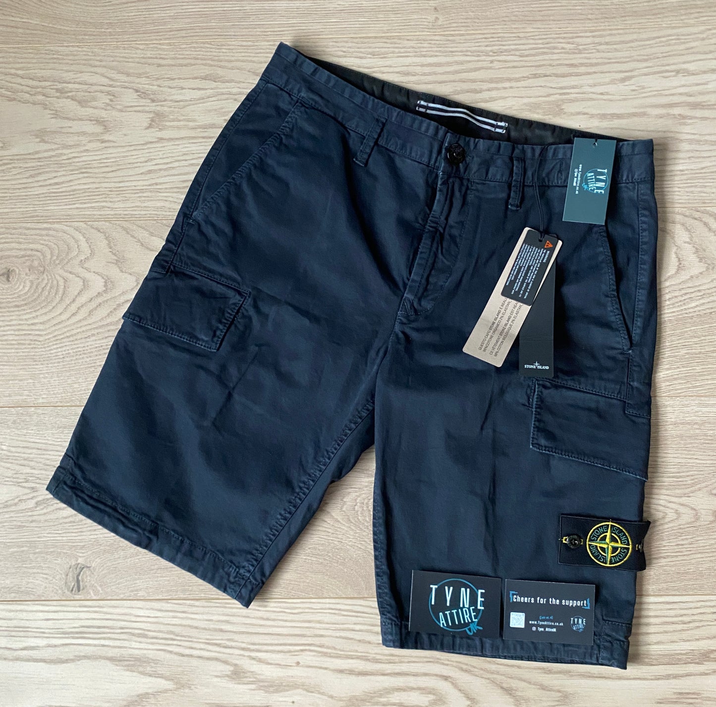 Stone Island L100L12 ‘Type SL’ Cotton ‘OLD’ Effect Dyed Navy Blue Bermuda Cargo Shorts