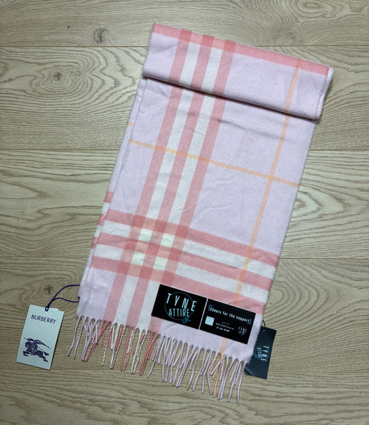 Burberry Classic Giant Check Unisex Cashmere Sugar Pink/White Scarf