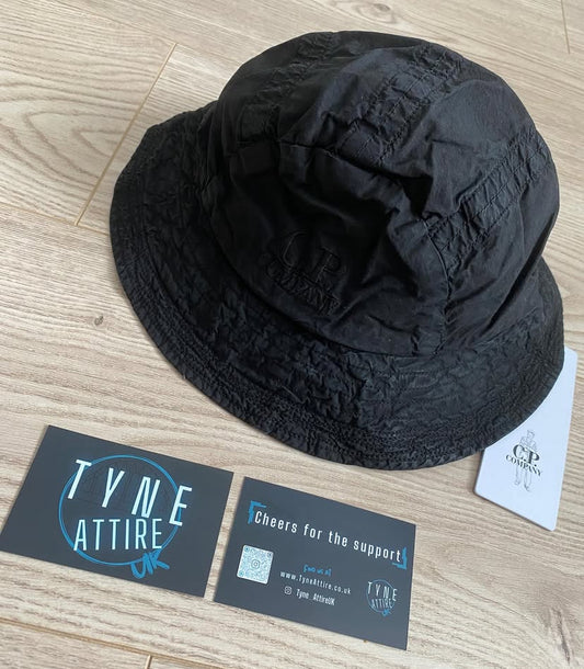 C.P. Company Ba-Tic Embroided Spellout Logo Black Bucket Hat