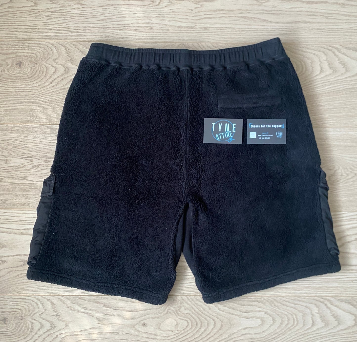 Stone Island 69334 Teddy Fleece Cotton Pile Black Cargo Bermuda Shorts