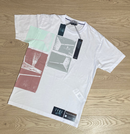 Stone Island 2NS81 Graphic/Rubberized Spellout Back Logo White Crewneck T-Shirt