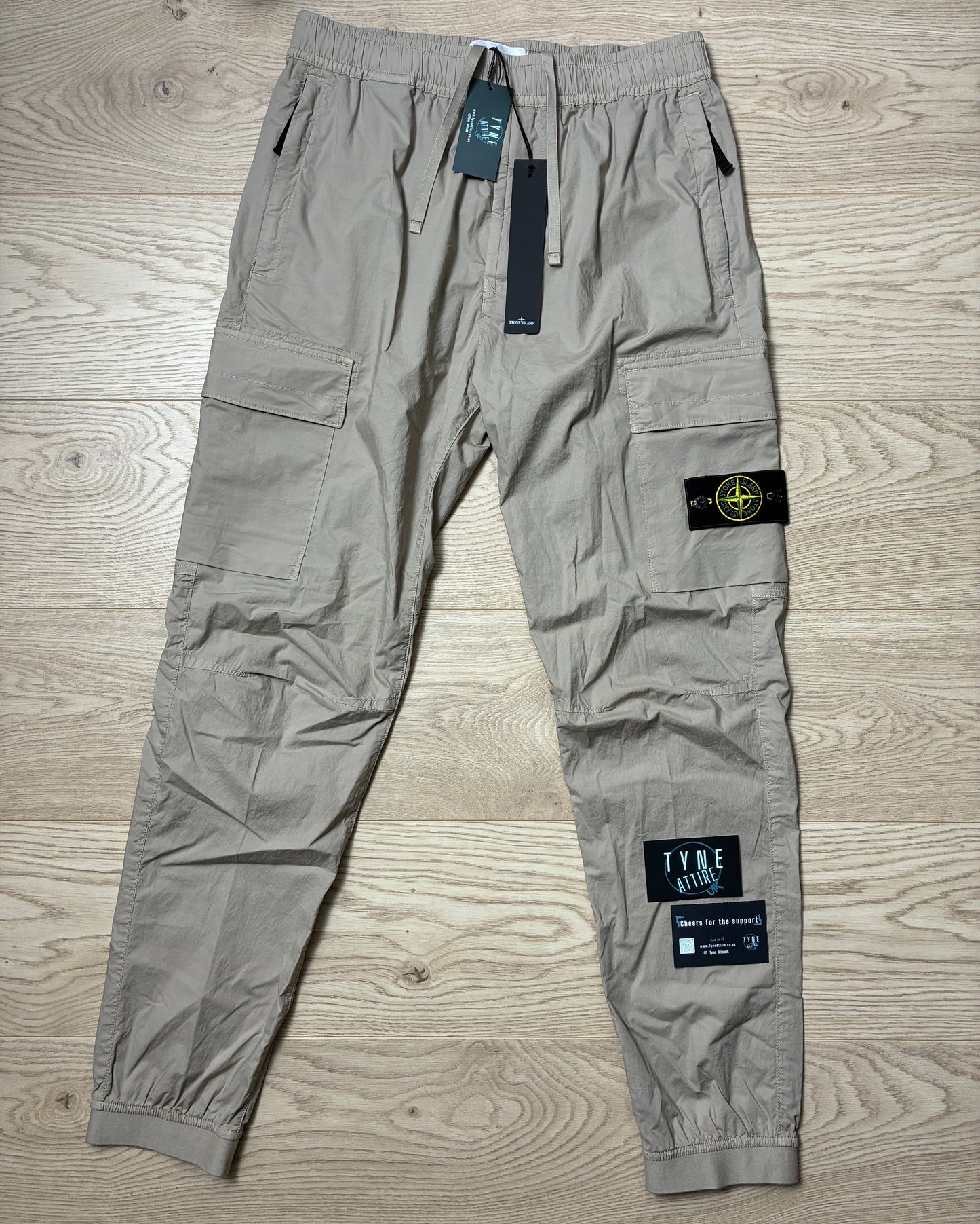 Stone Island 31303 Stretch Tela Paracute ‘Type RE-T’ Beige Cuffed Cargo Trousers