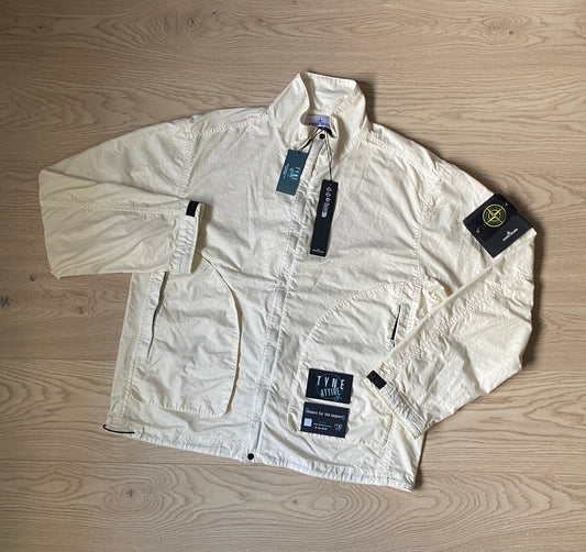 Stone Island 410006 Organic Look Nylon Panama-TC Garment Dyed Ivory White Jacket