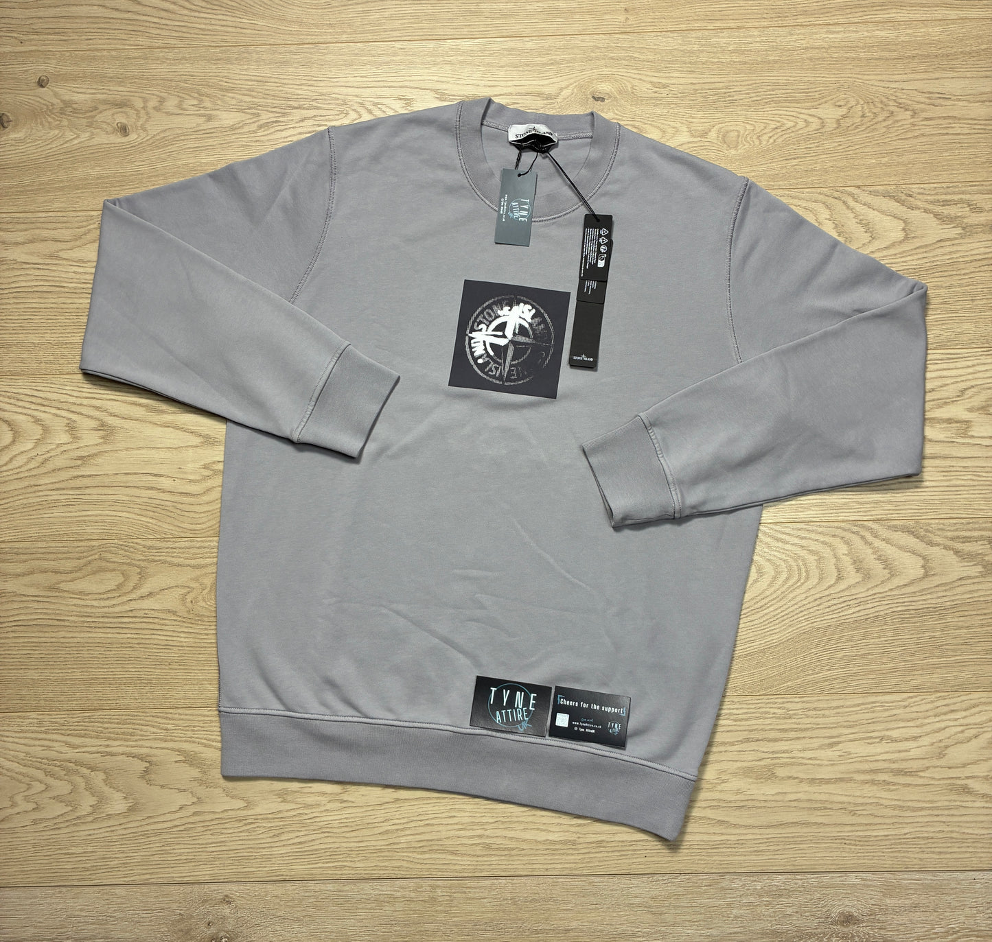 Stone Island 66559 ‘Institutional One’ Cotton Fleece Compass Graphic Logo Dust Grey Sweater
