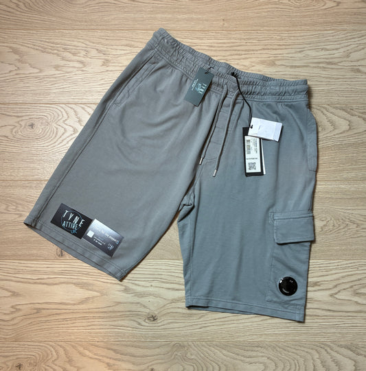 C.P. Company Lens Pocket Light Fleece Cotton Griffin Grey Bermuda Cargo Sweat Shorts