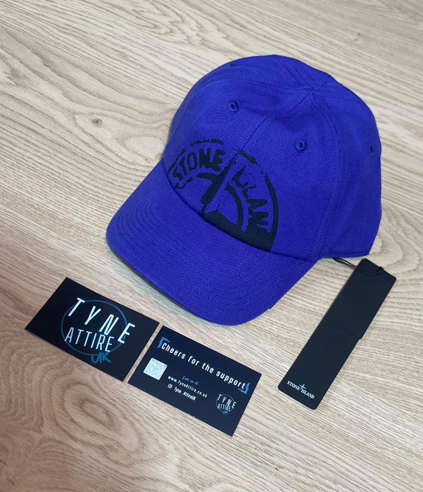 Stone Island 9985 Compass Logo ‘Stamp’ Print Adjustable 6 Panel Royal Blue Cap