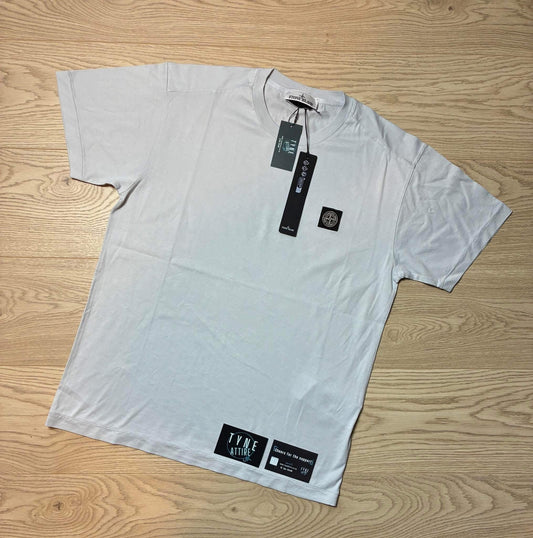 Stone Island 2100039 Garment Dyed Compass Patch Logo Sky Blue Crewneck T-Shirt