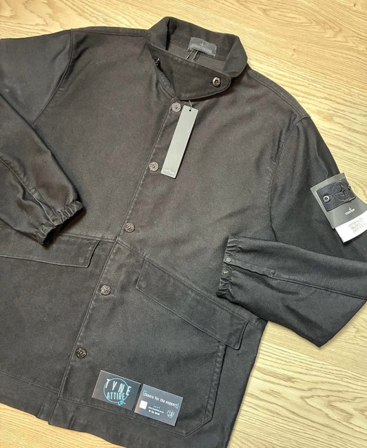 Stone Island Ghost Peice 307F1 Co/Ny Moleskin-TC Black Jacket