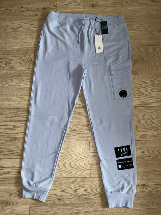 C.P. Company Lens Pocket Diagonal Raised Fleece Sky Blue Cuffed Joggers
