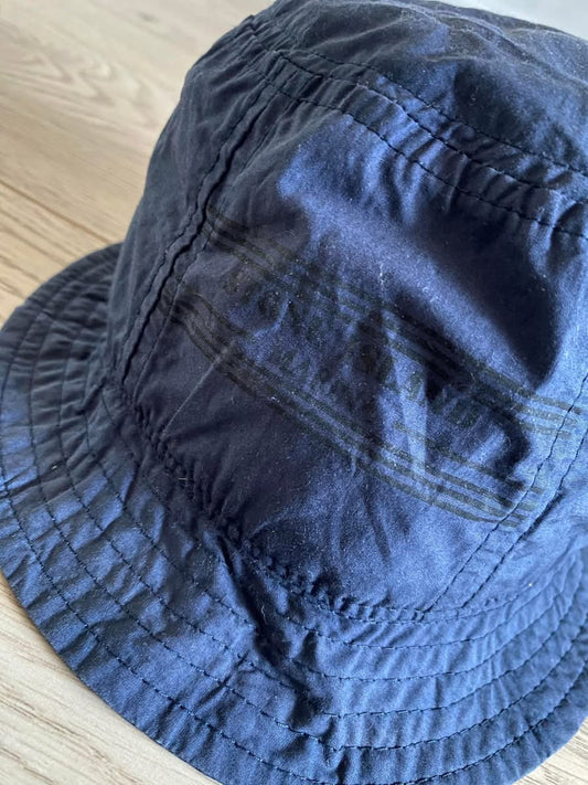 Stone Island Marina 992XC Spellout Logo Navy Blue Cotton Crusher Bucket Hat