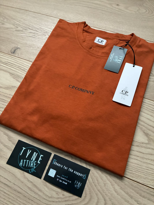 C.P. Company Jersey 30/1 Spellout Chest Logo Print Orange Crewneck T-Shirt