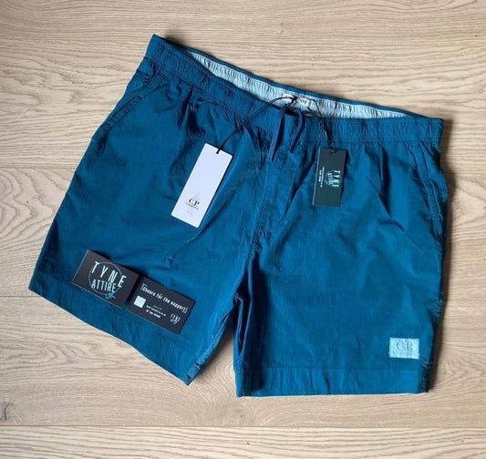 C.P. Company Eco-Chrome R Patch Logo Nylon Garment Dyed Ink Blue Swim Shorts
