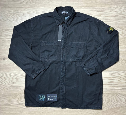 Stone Island 112WN T:CO Old Dual Chest Pocket Black Button Overshirt
