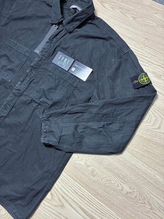 Stone Island 112WN T:CO Old Dual Chest Pocket Black Button Overshirt
