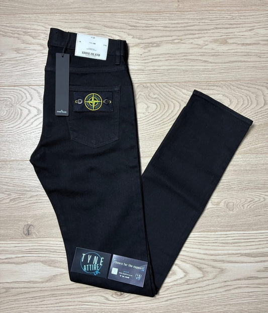 Stone Island J2ZQ1 Patch Logo ‘Type SK’ 5 Pocket Black Denim
